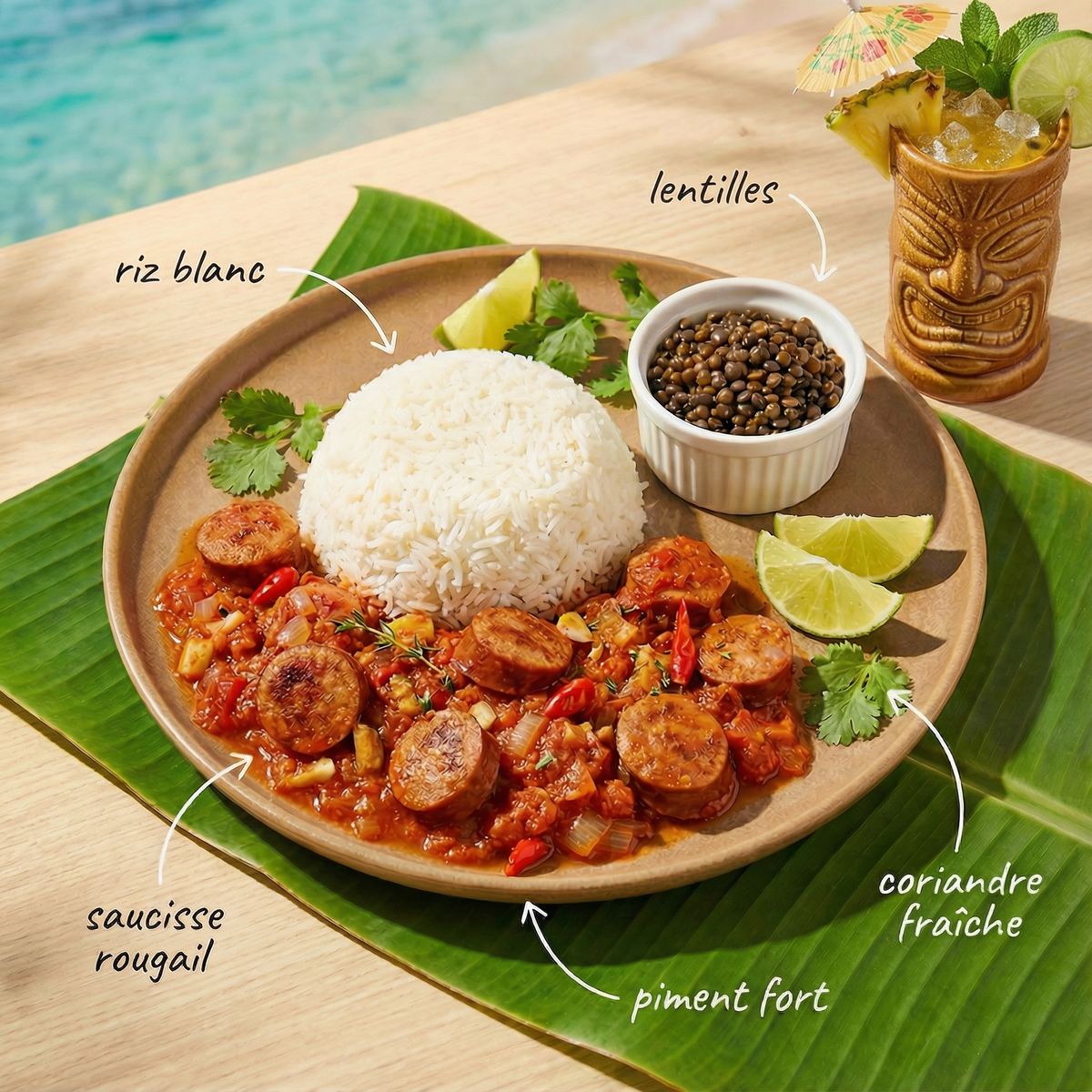 Saucisse rougail façon tropicale